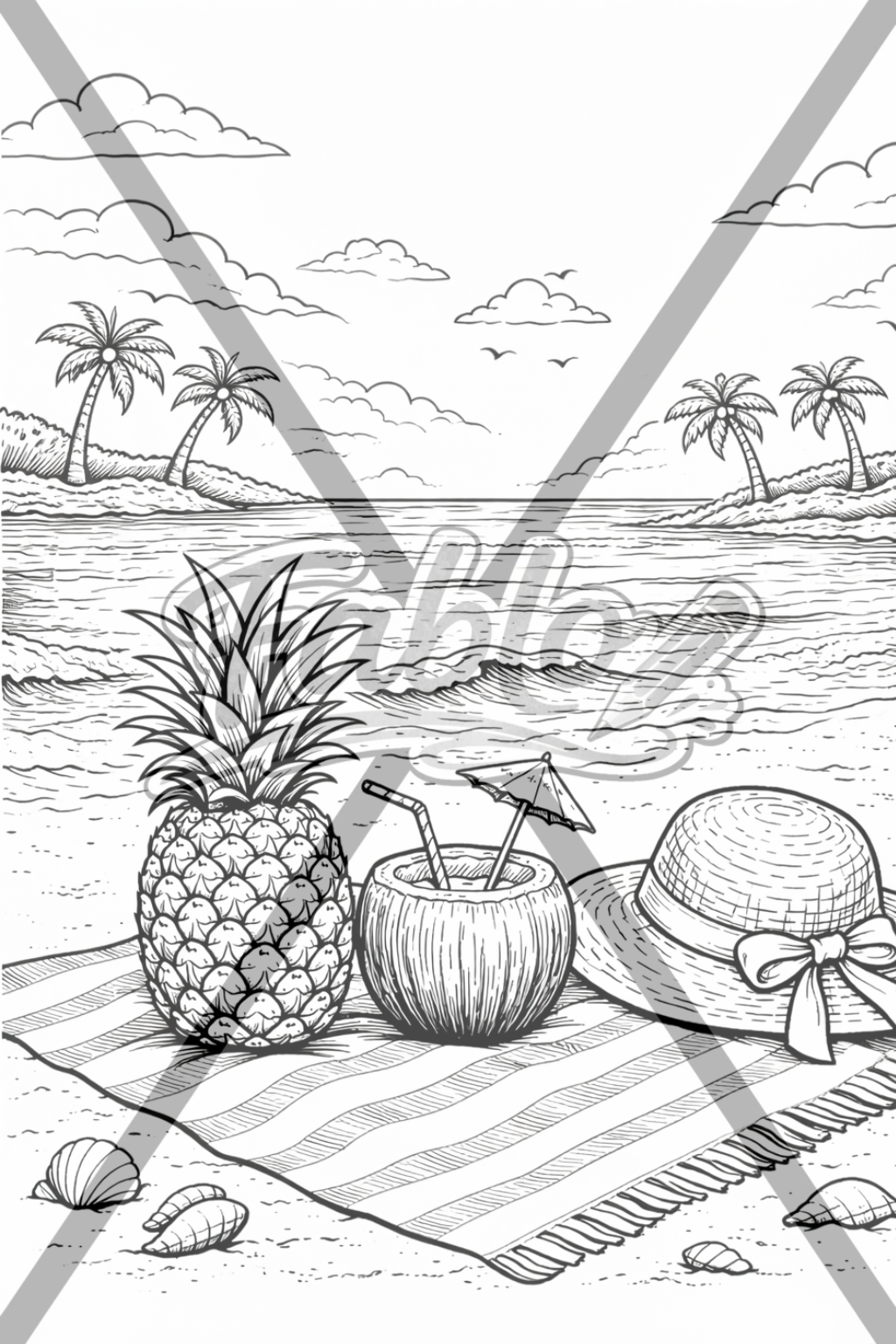 Tropical - Digtal coloring book - Intermediate