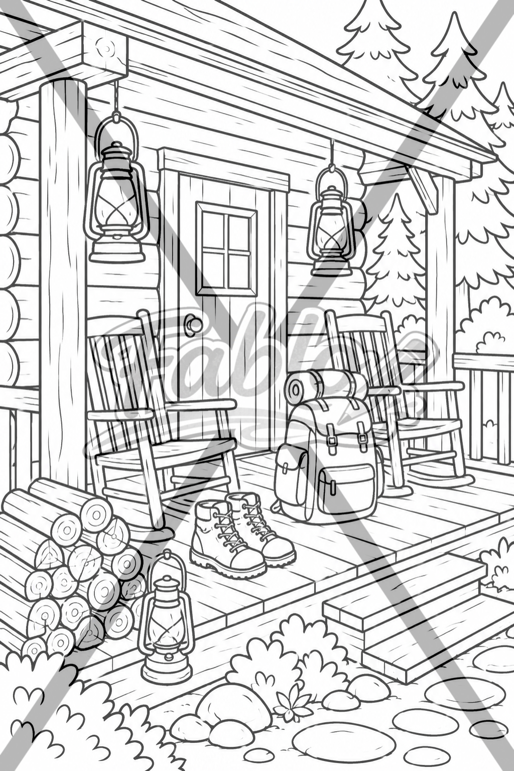 Camping, Digital Coloring Book - Beginner