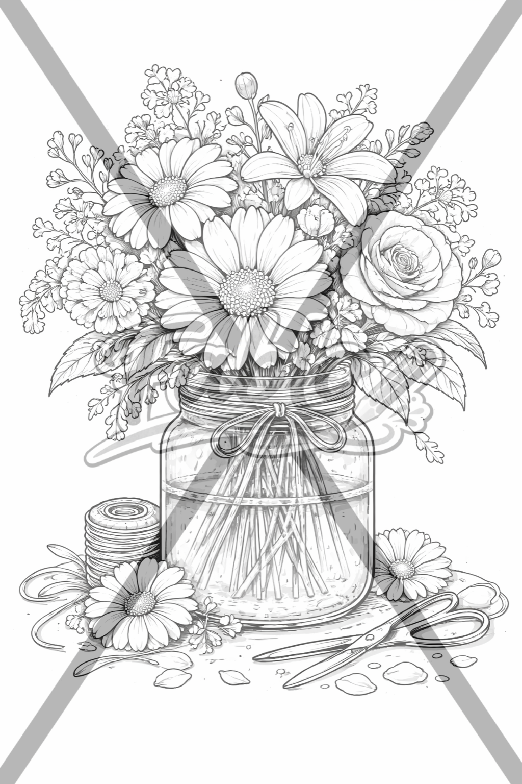 Flowers - Digital Coloring Book - Intermediate