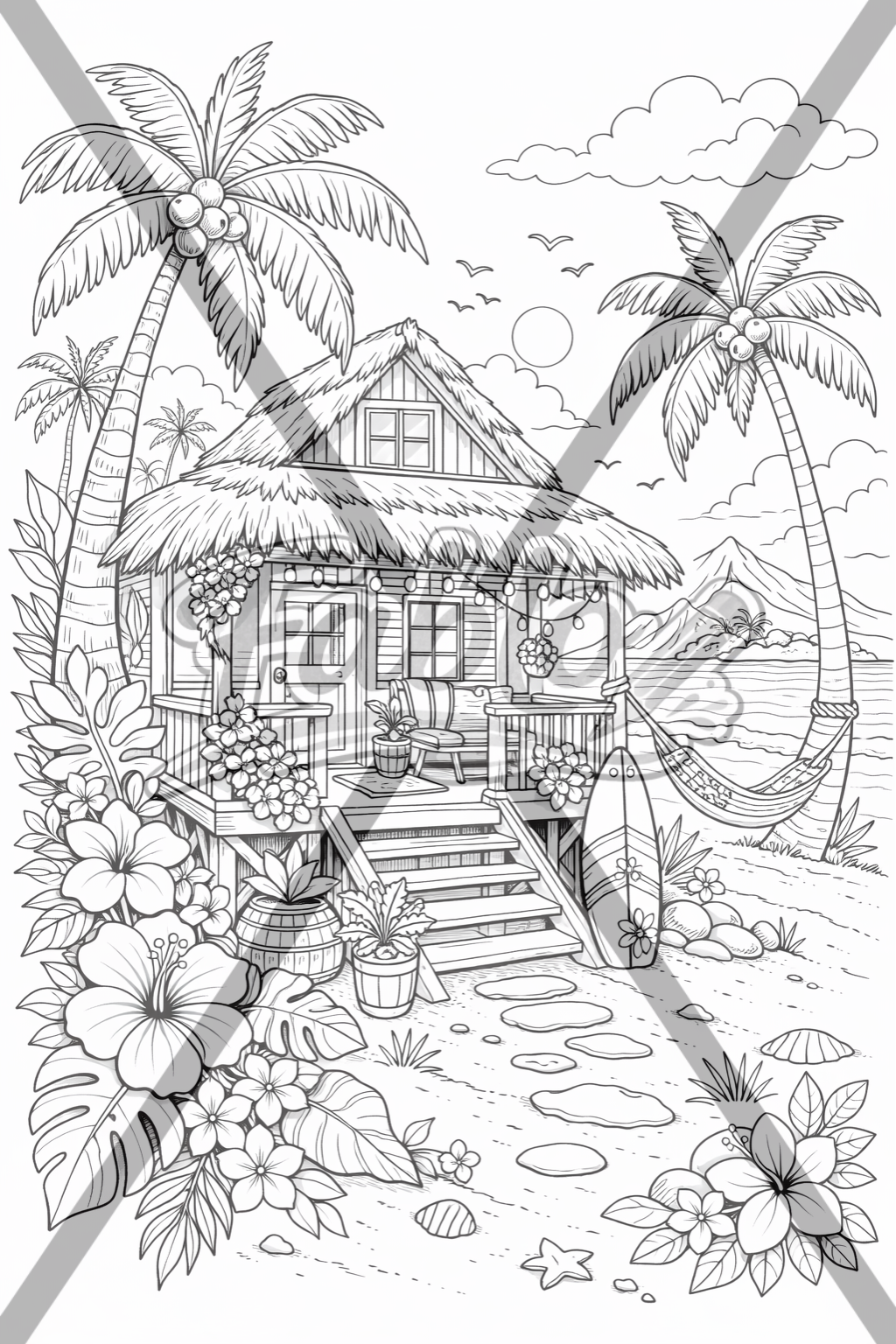 Tropical - Digtal coloring book - Intermediate