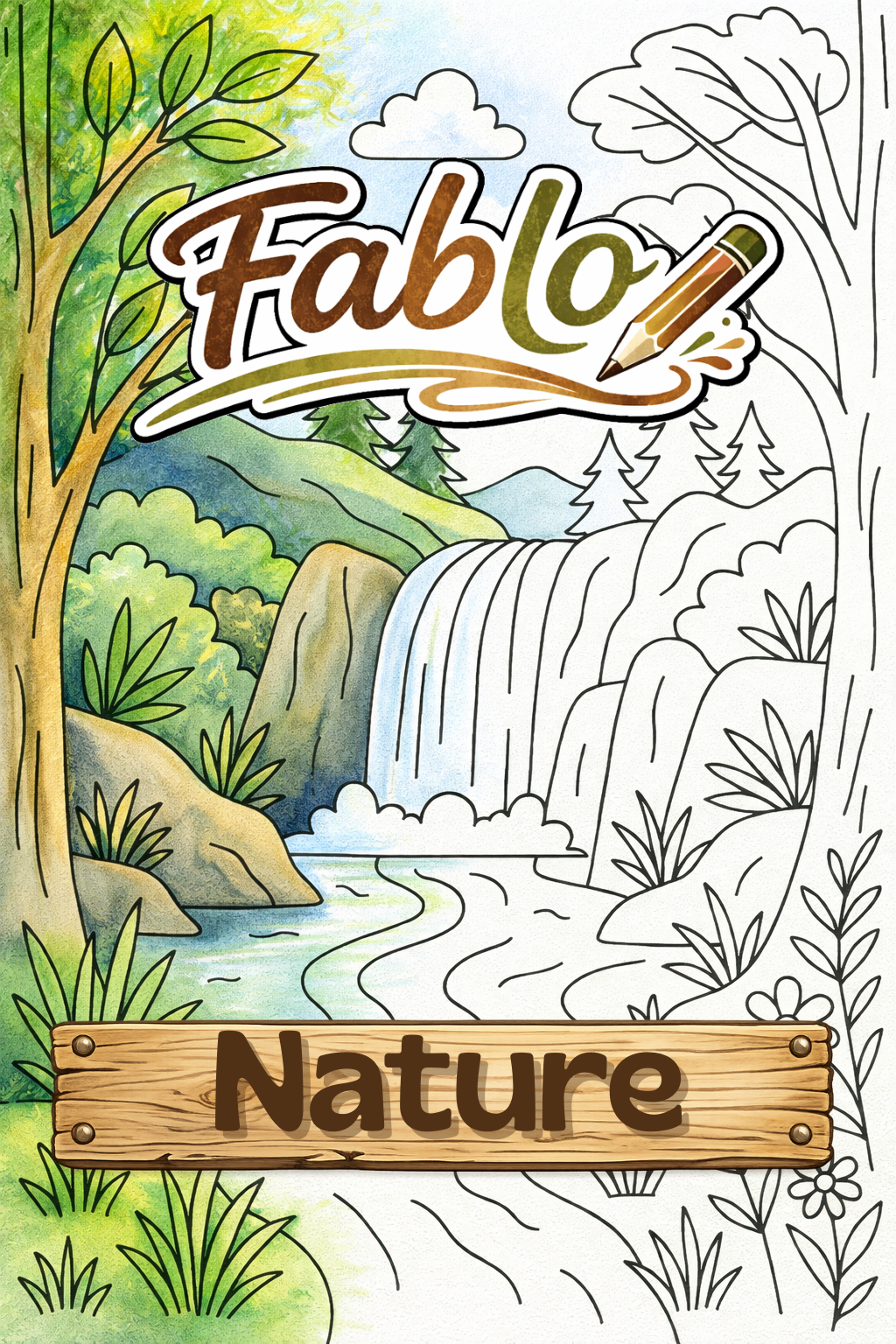 Nature, Digital Coloring Book - Medium