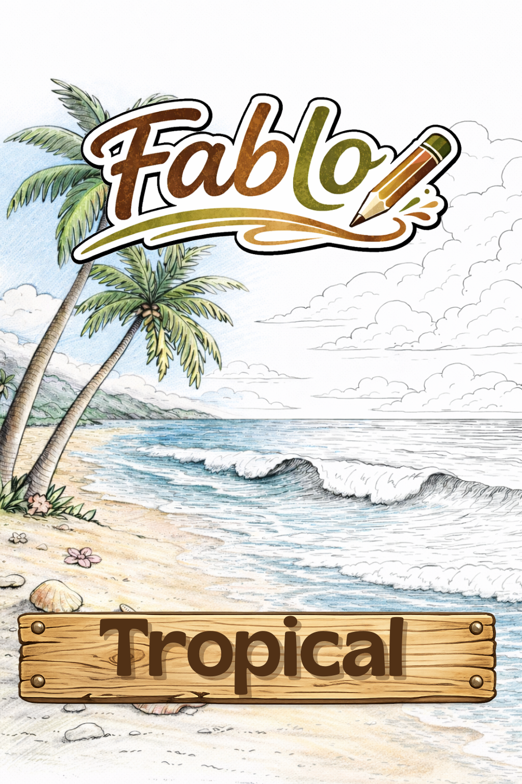 Tropical - Digtal coloring book - Intermediate