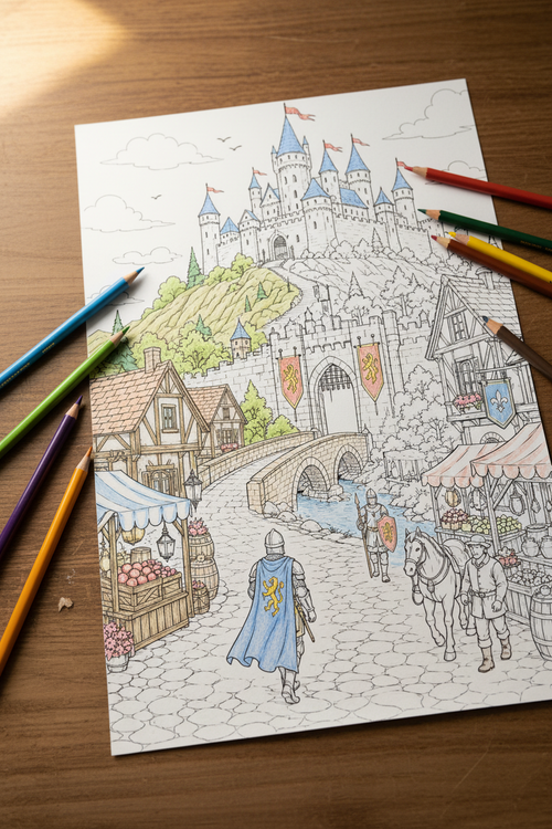 Medieval Kingdoms, Digital Coloring Book - Advanced