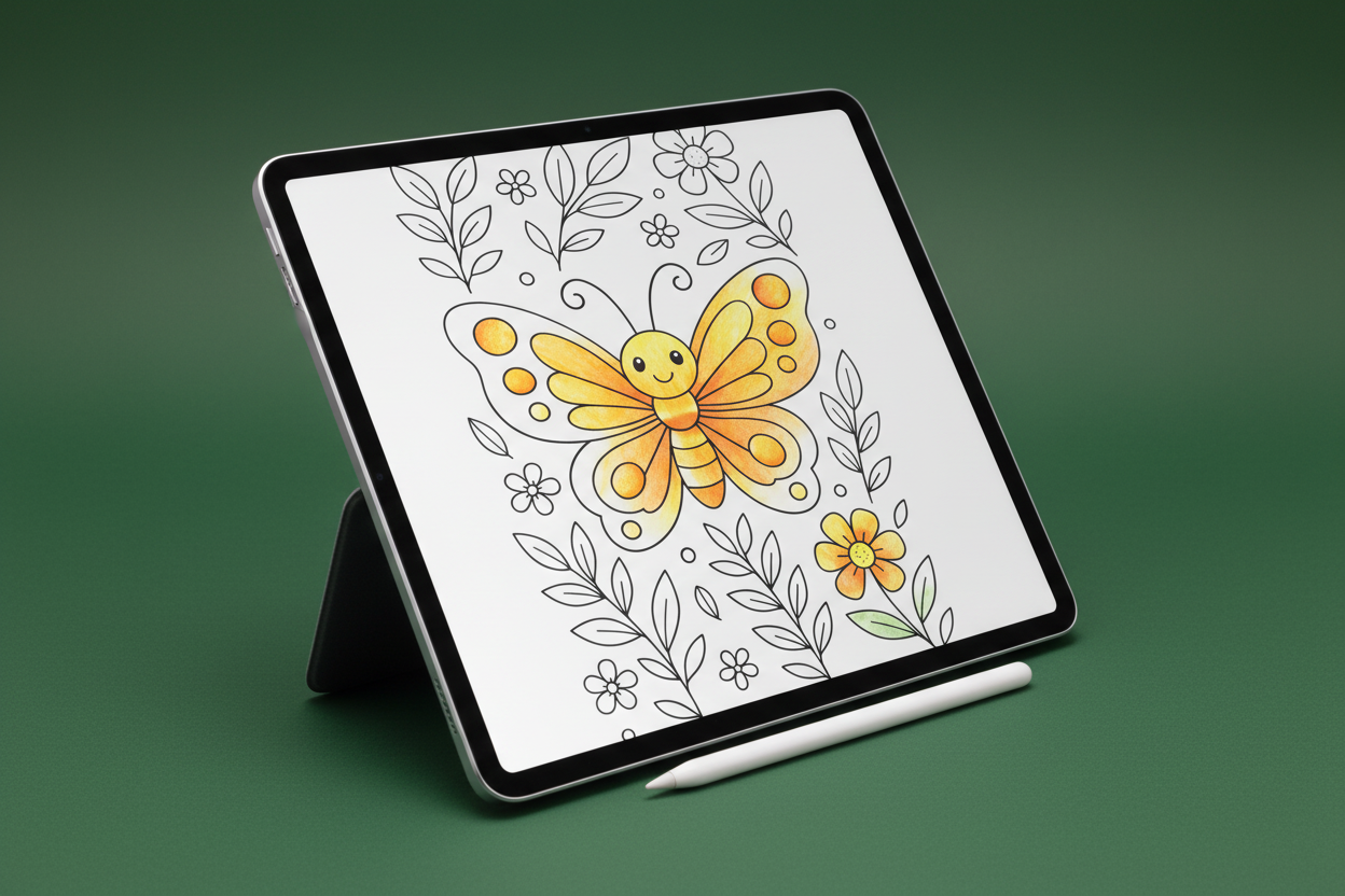 Sommerfuglbilde på iPad - mindre skrått