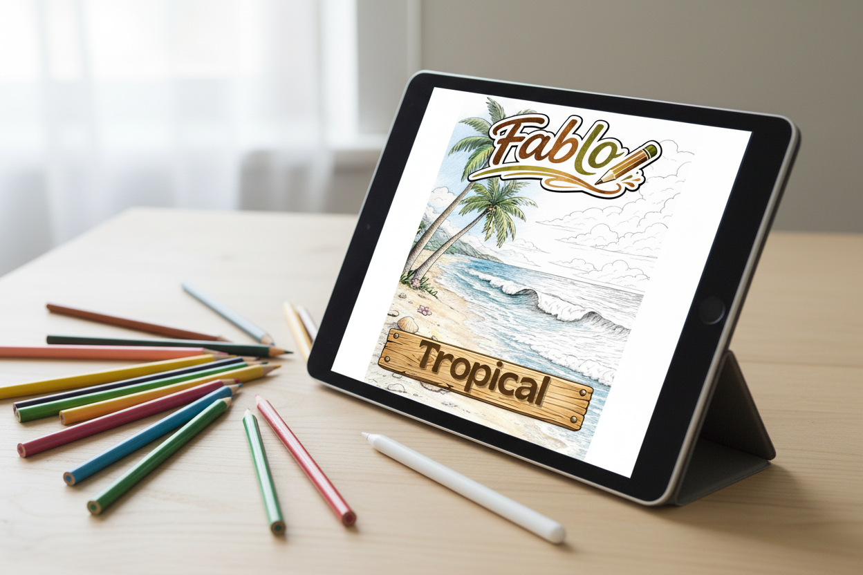 Tropical bilde på iPad - høyre perspektiv